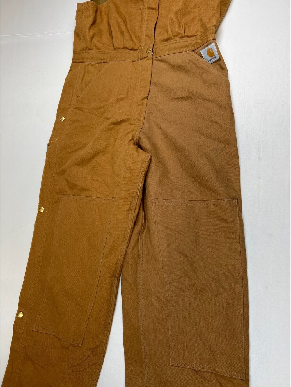 VTG Carhartt Women 12 Regular Overalls Brown Quilted Lined Duck Workwear Pants - Picture 6 of 12